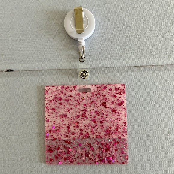 Glitter Badge Buddy | Nurse Card Holder | RN ID Tag Backer and Retractable Reel - Picture 6 of 11